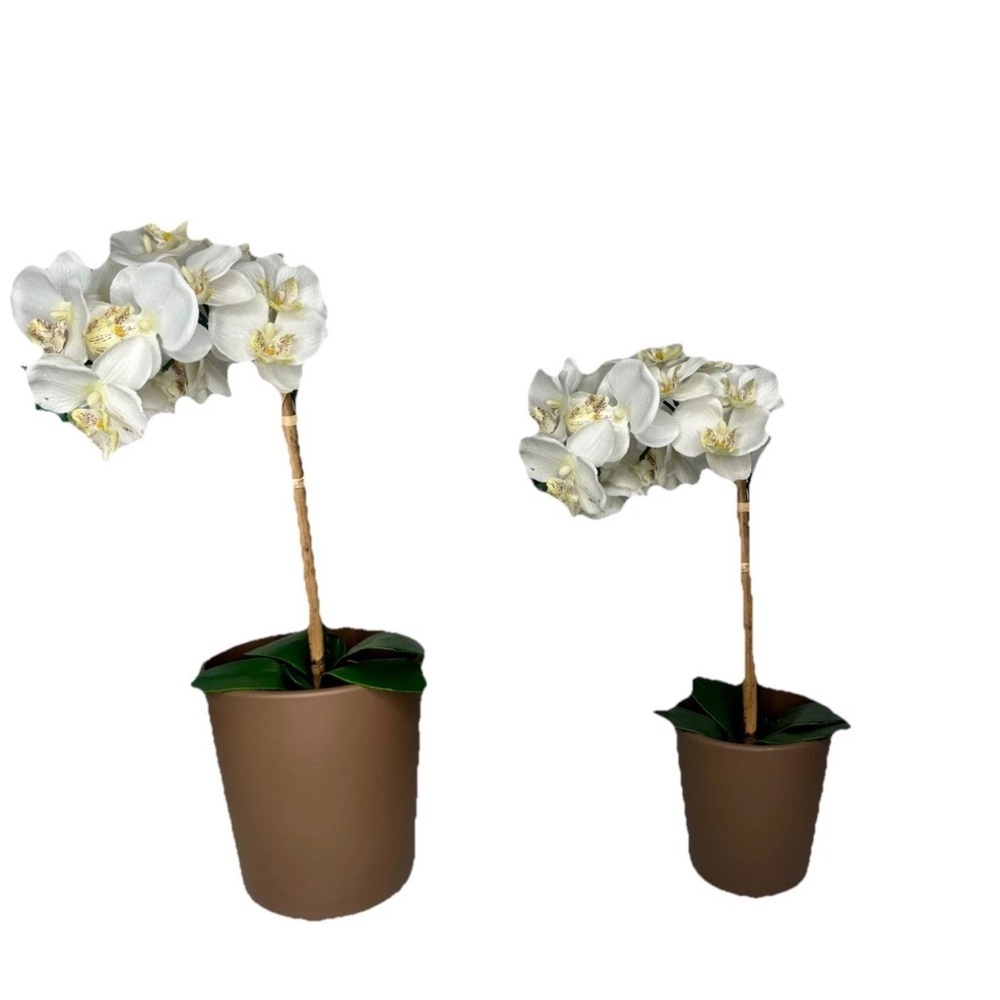 Plastic Indoor Outdoor Planter Pot Brown 2pc Threshold Size 8”x8.5" & 6x6.3”